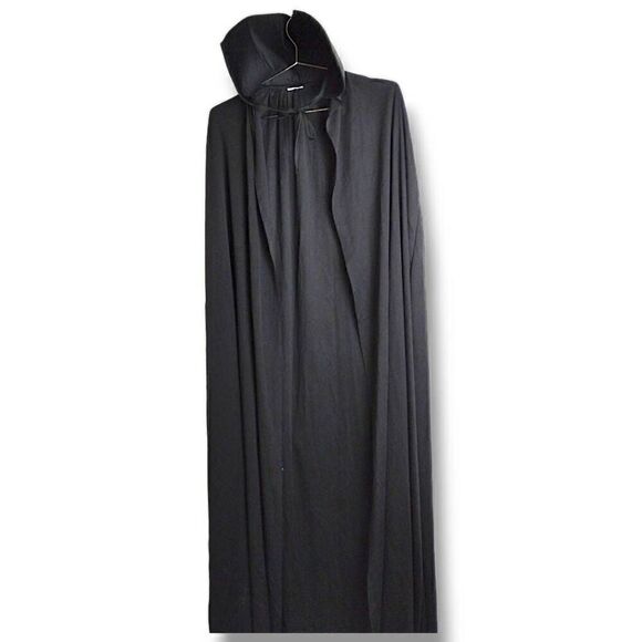 Adult Black Cape One Size Collar Halloween Costume Witchy Gothcore Grunge Vampir - Picture 1 of 6